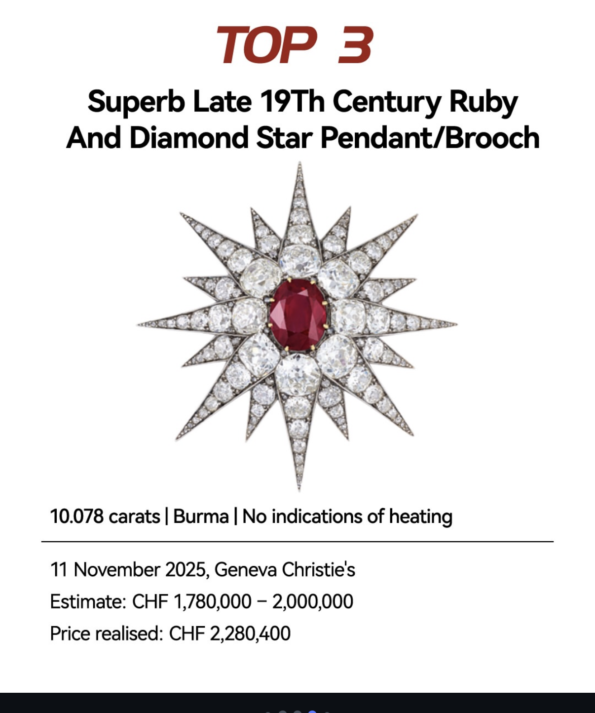 #3 – Late 19th C. Ruby & Diamond Pendant/Brooch